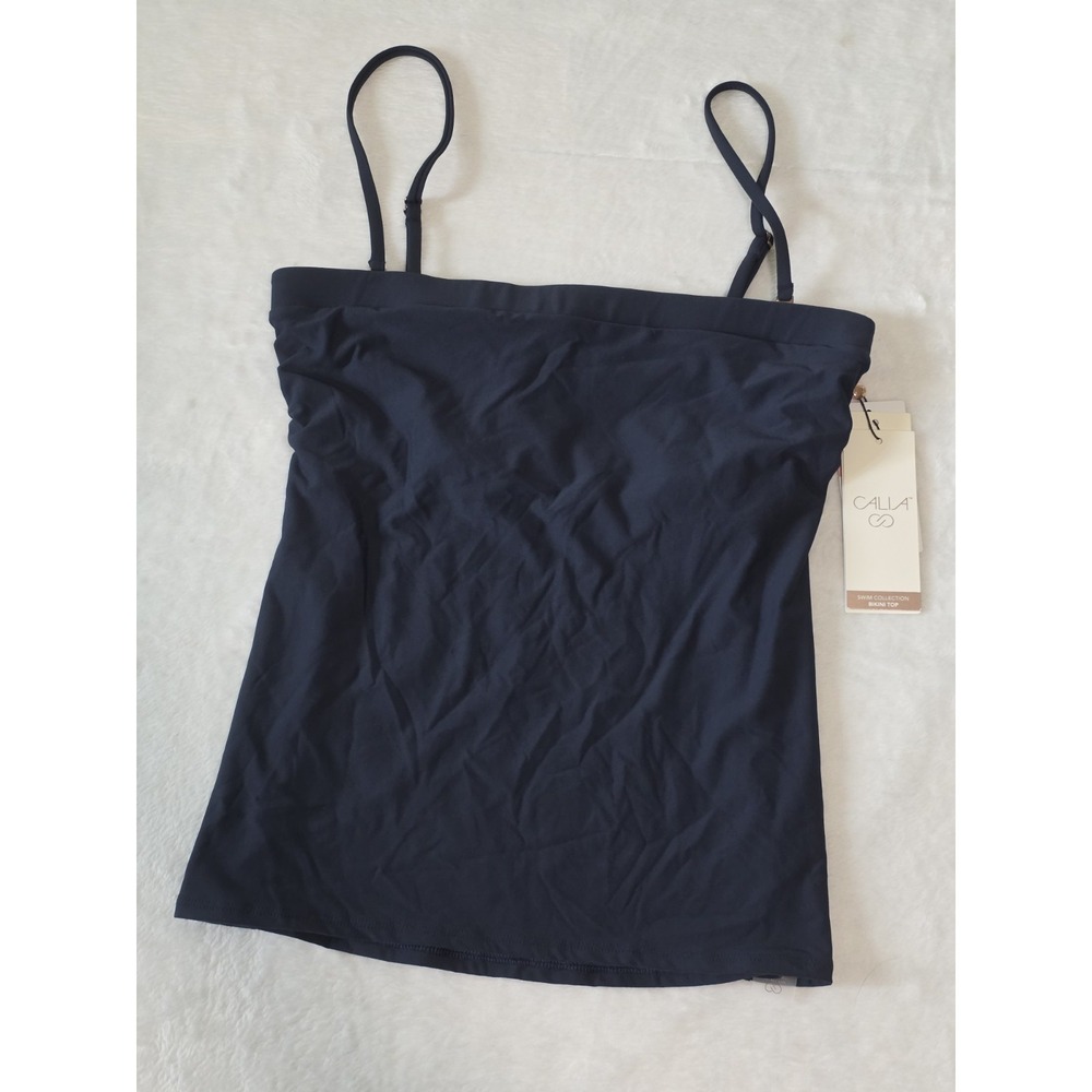 Calia by Carrie Underwood Womens Small Blue Bandeau Tankini Bikini Swim Top